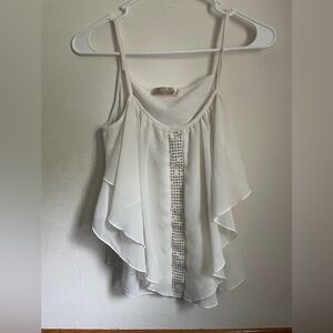 White flow spaghetti strap tank top